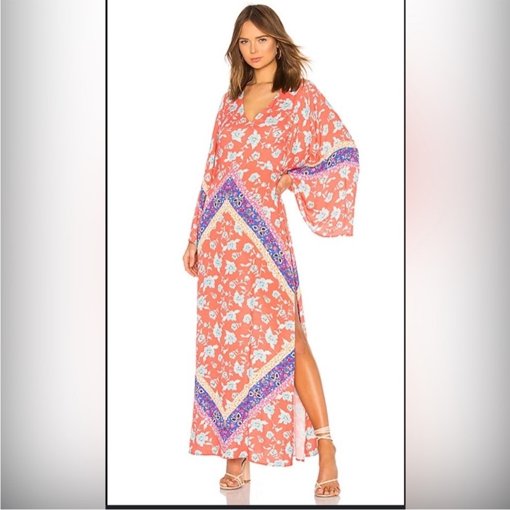 Lovers + Friends Better Vibes Kimono Maxi Dress Small Boho